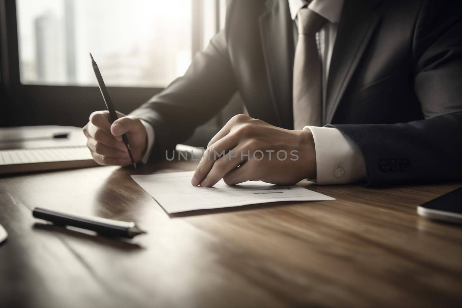 agreement man office businessman lawyer signature group hand contract business document. Generative AI. by SHOTPRIME