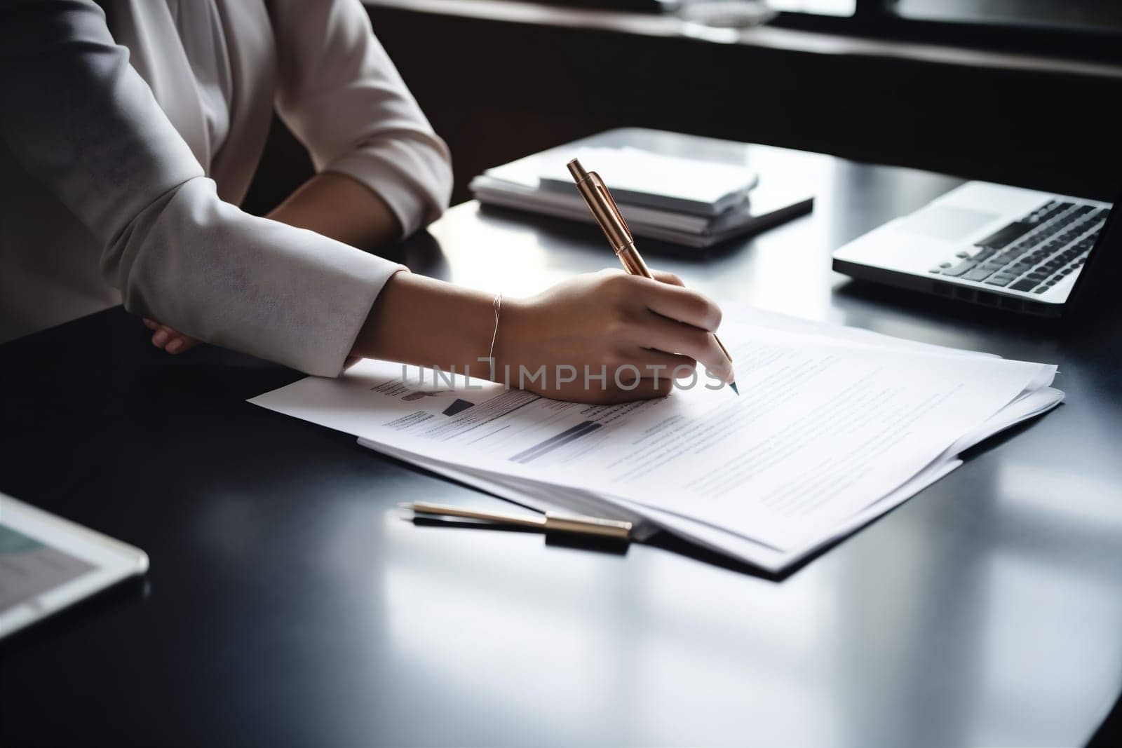 man business deal document signature group office businessman lawyer hand contract. Generative AI. by SHOTPRIME