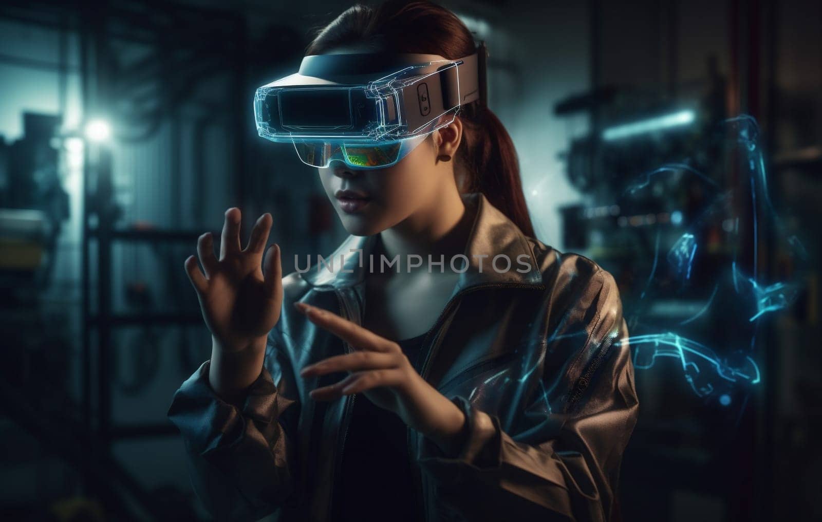 woman female website display glasses digital virtual design internet 3d overlay futuristic technology app business datum headset innovation goggles future graphic. Generative AI.