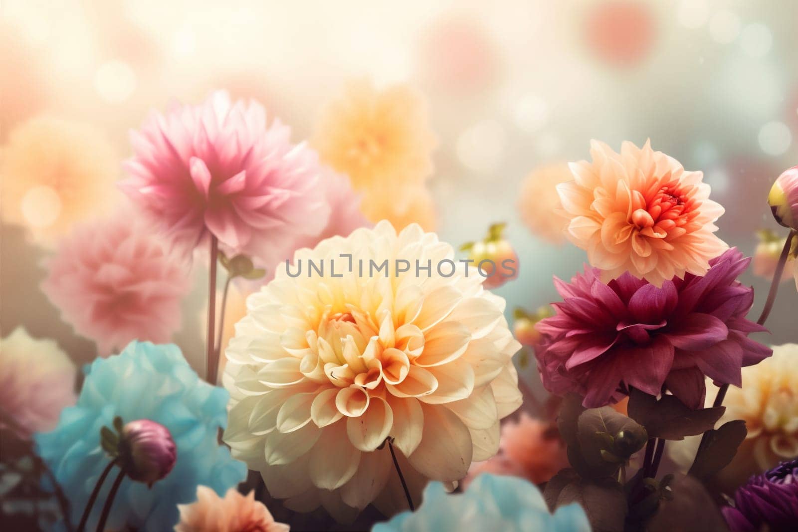 valentine design color beautiful flower blossom spring background peonies watercolor pastel. Generative AI. by SHOTPRIME
