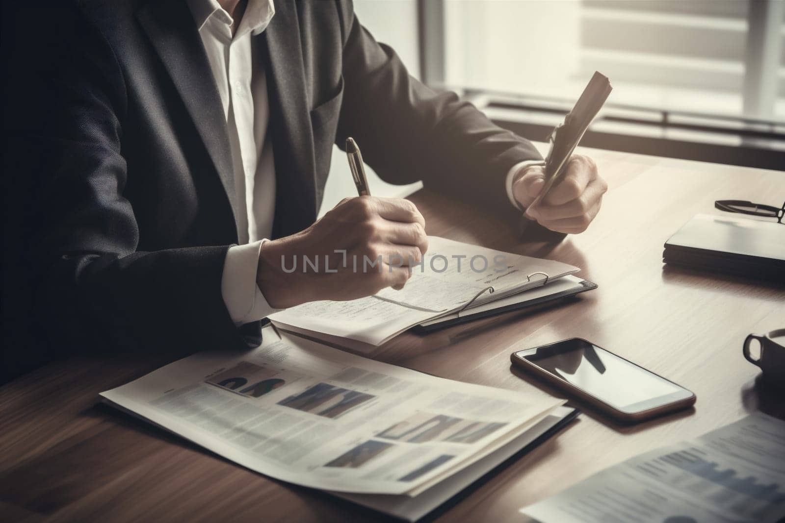 sunset man hand signature lawyer legal document team pen light paper business signing writing deal executive contract businessman group office lifestyle. Generative AI.