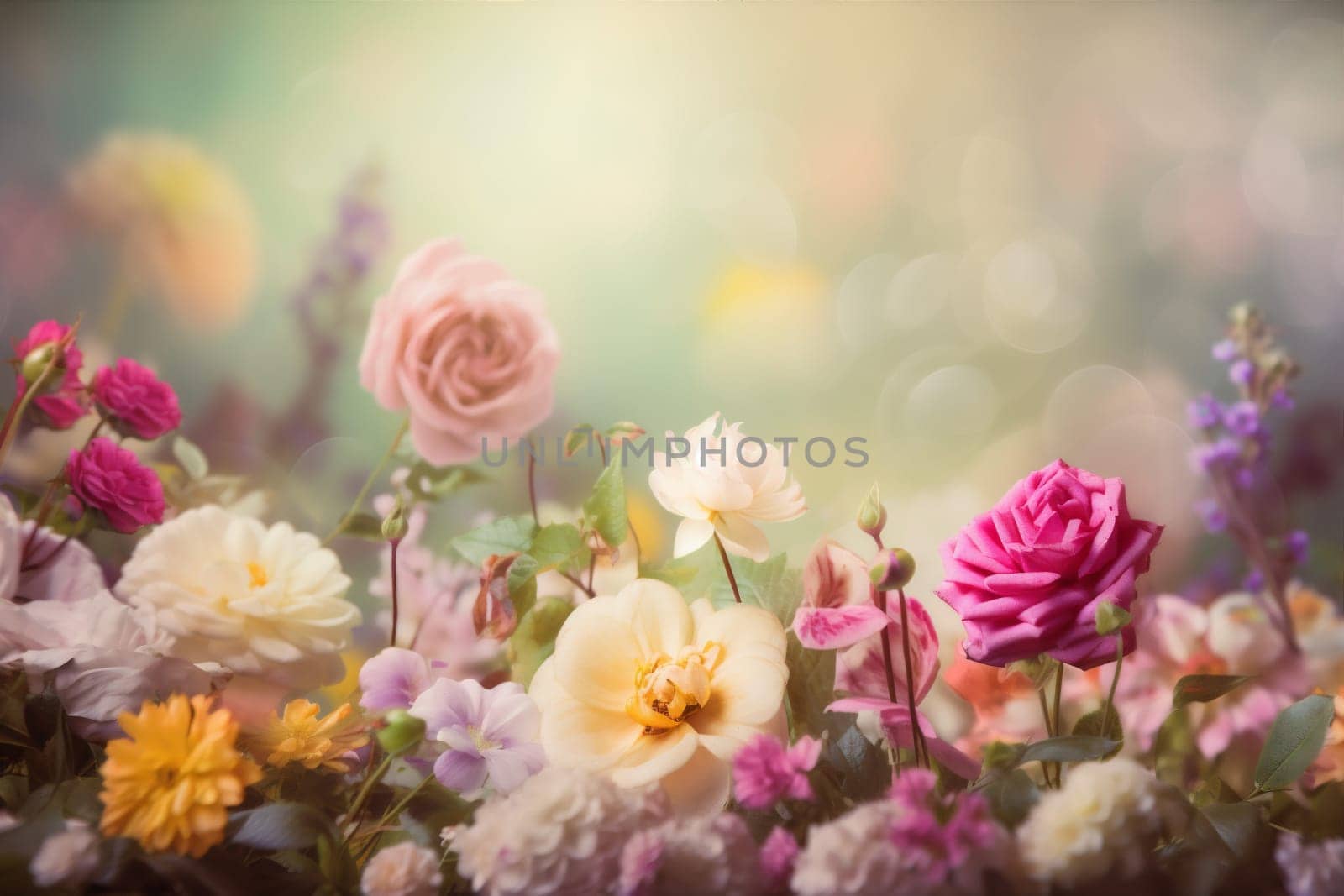 watercolor blur day blossom wallpaper design plant background pink rose flower card peonies beauty pastel summer abstract valentine spring color bokeh. Generative AI.