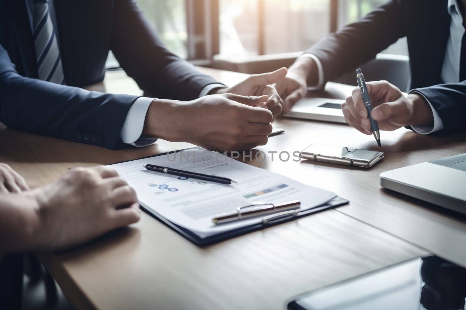 man paper business concept office businessman group hand form document male conference working signature pen sun work professional lawyer contract desk. Generative AI.