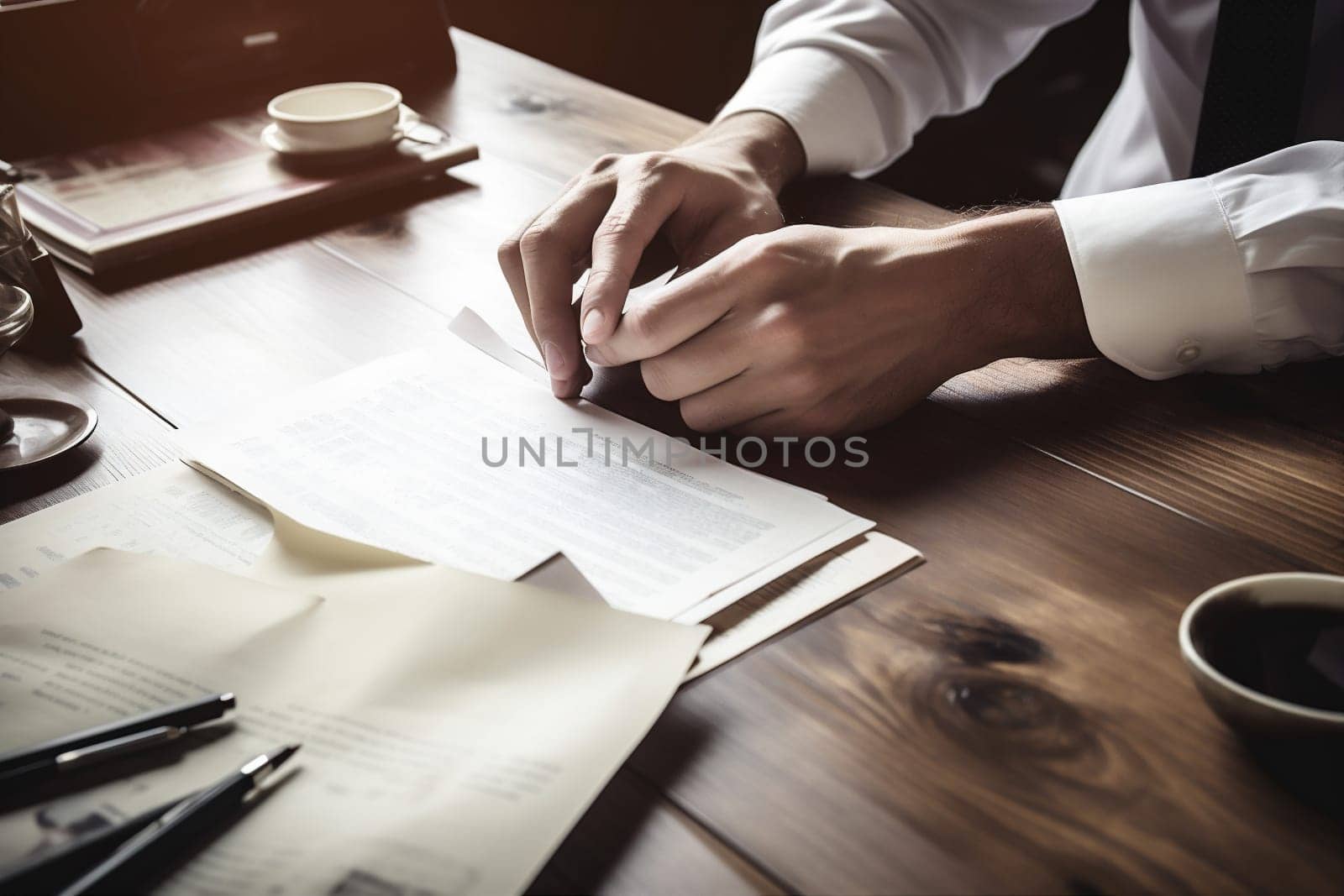 businessman man contract lawyer office group note signature document hand business. Generative AI. by SHOTPRIME