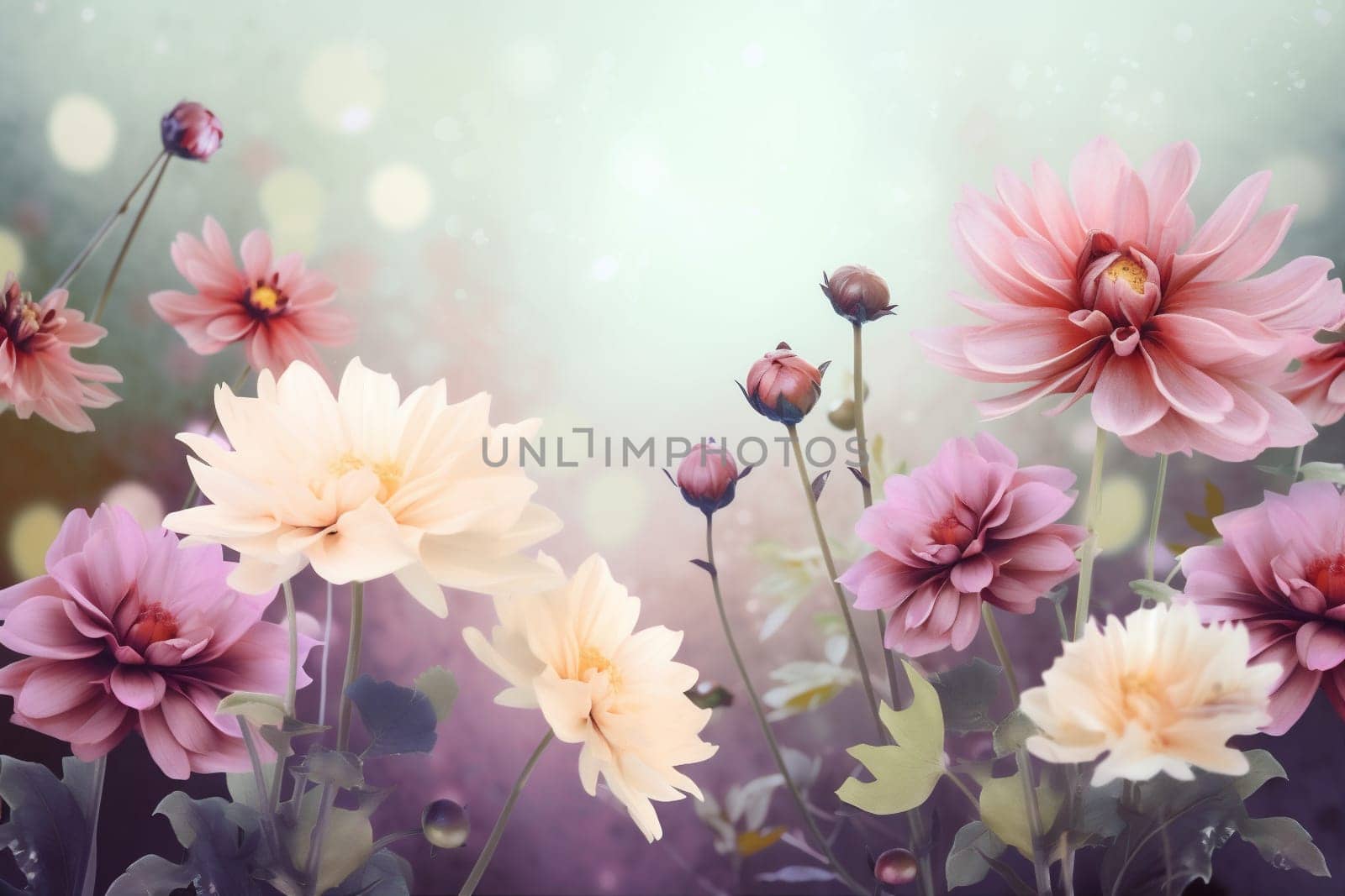 space flower spring design watercolor valentine color peonies pastel copy blossom background. Generative AI. by SHOTPRIME