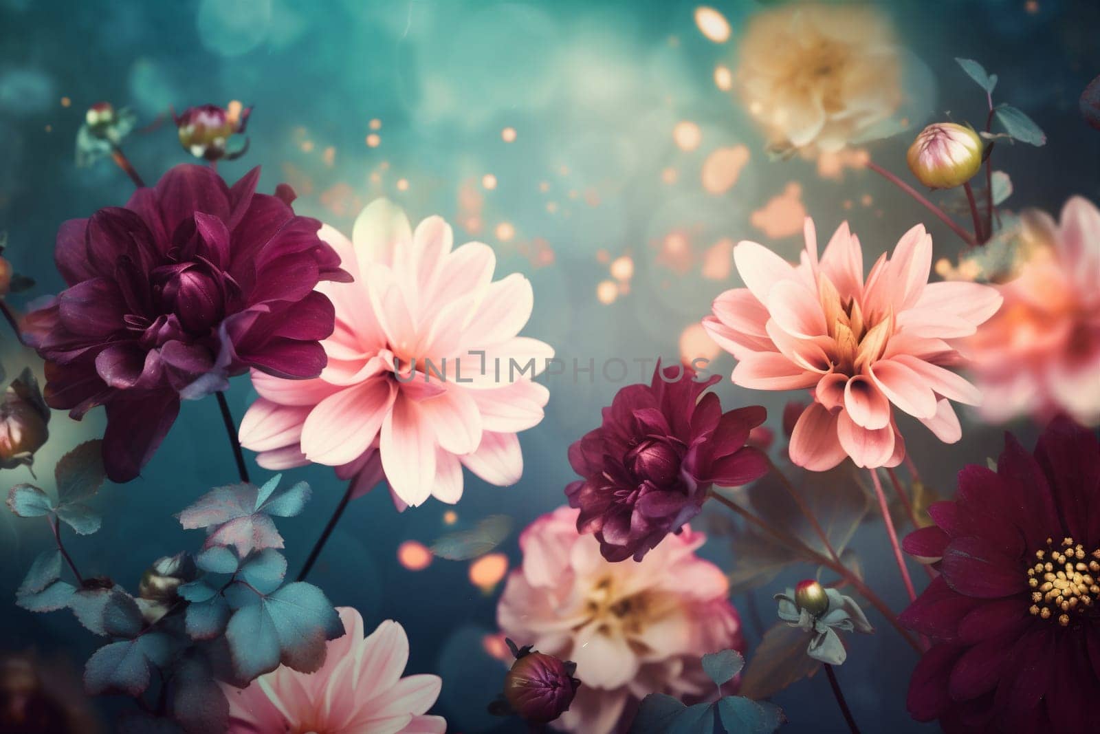 watercolor pastel flower peonies background spring blossom color happy valentine design. Generative AI. by SHOTPRIME