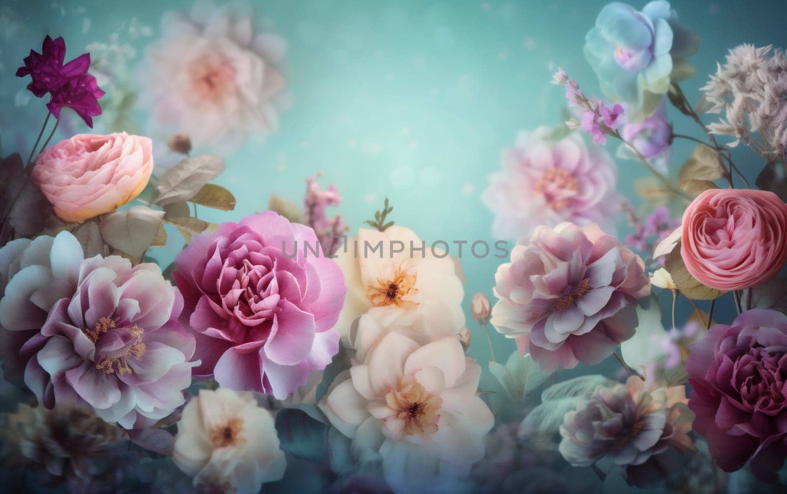 pastel valentine flower watercolor concept background peonies blossom color spring design. Generative AI. by SHOTPRIME