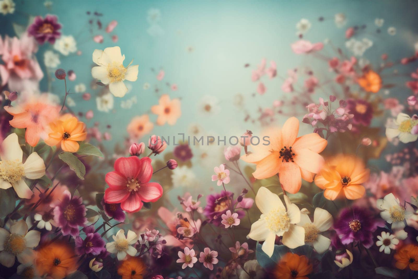 flower floral watercolor design festive valentine pink pastel abstract nature wallpaper blossom background color rose love spring peonies retro romance beautiful. Generative AI.