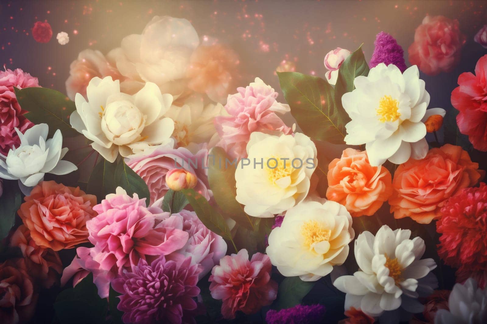 pastel background watercolor blossom flower valentine peonies color design bouquet spring. Generative AI. by SHOTPRIME