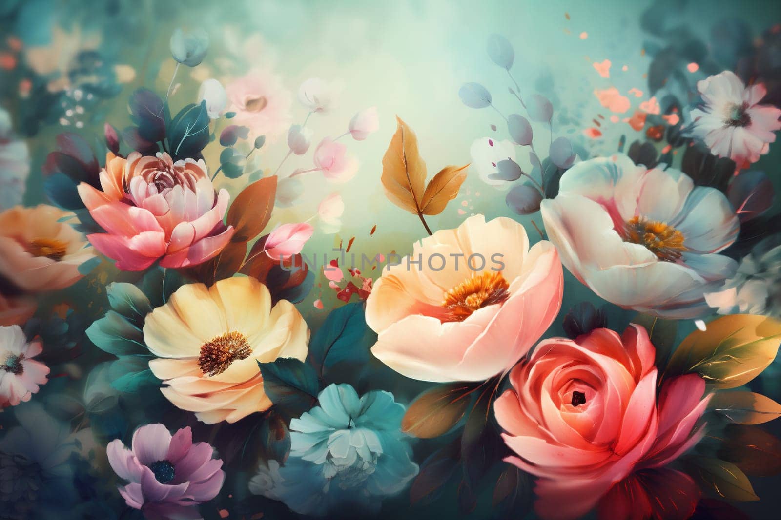 blur love design watercolor wallpaper pastel flower soft background blossom peonies vintage art abstract petal summer spring valentine pink color bright. Generative AI.