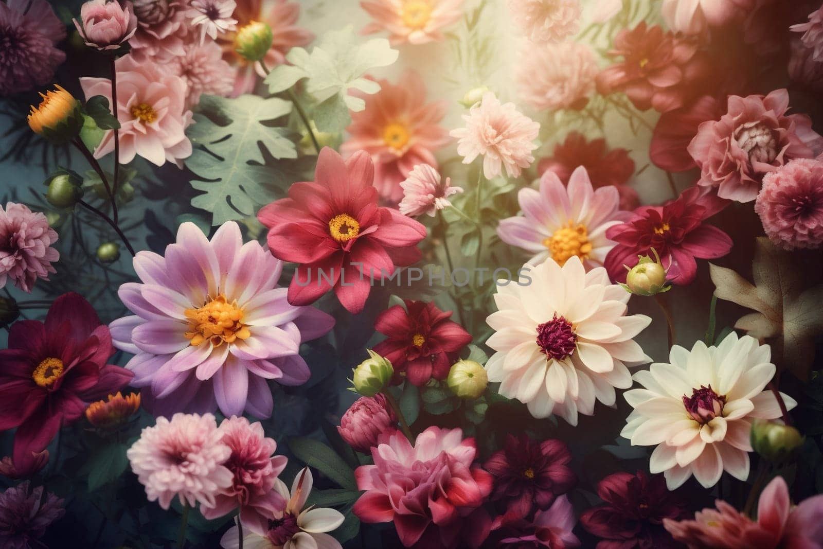 background watercolor peonies valentine blossom spring pastel pattern color flower design. Generative AI. by SHOTPRIME