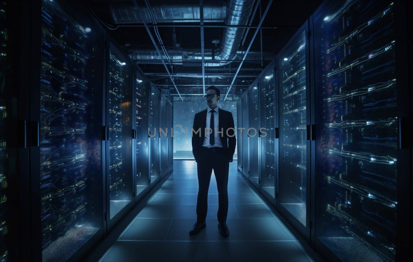 datum man storage data connection network center server technology system specialist computer. Generative AI. by SHOTPRIME
