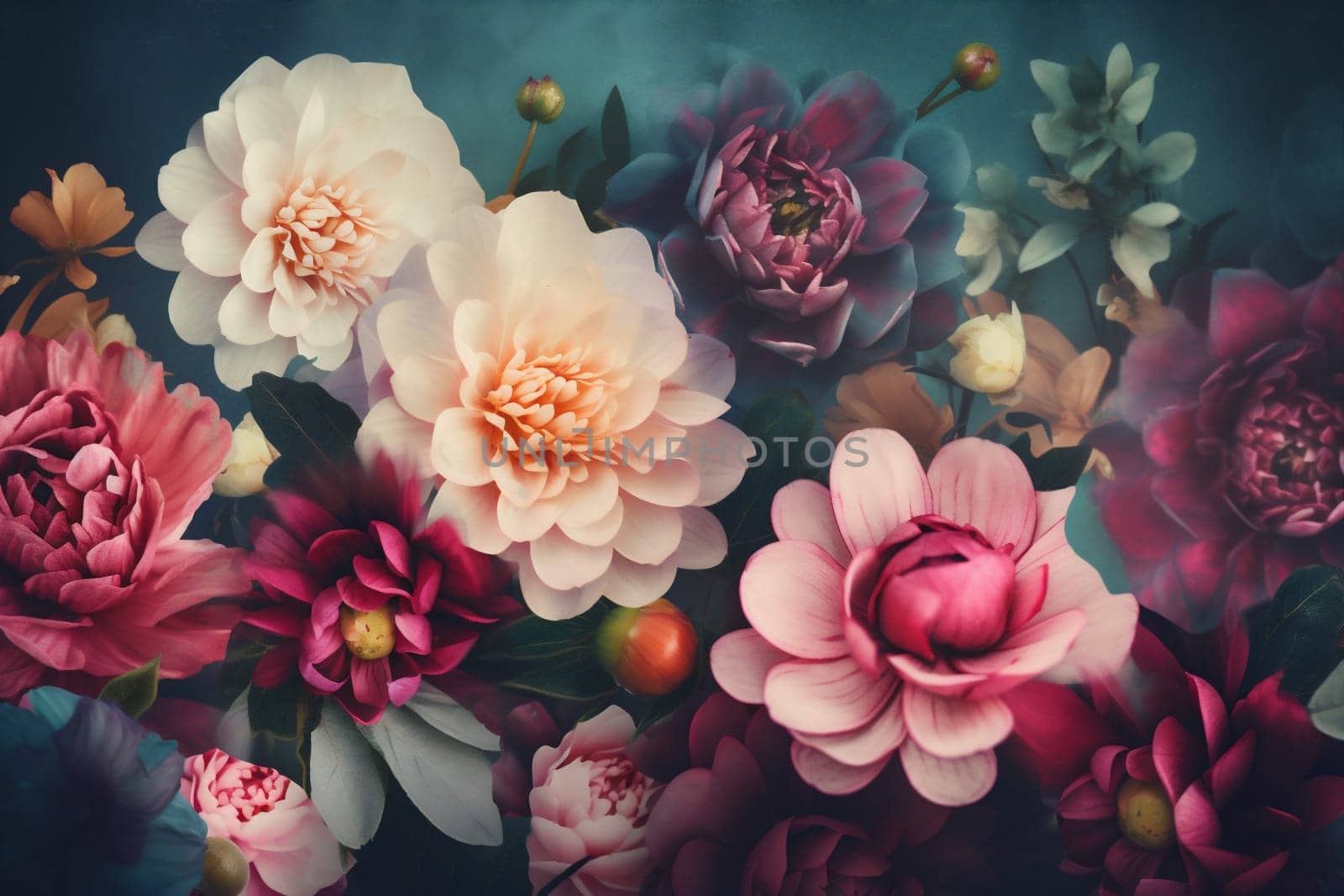 design background color blossom romance valentine spring pastel peonies watercolor flower. Generative AI. by SHOTPRIME