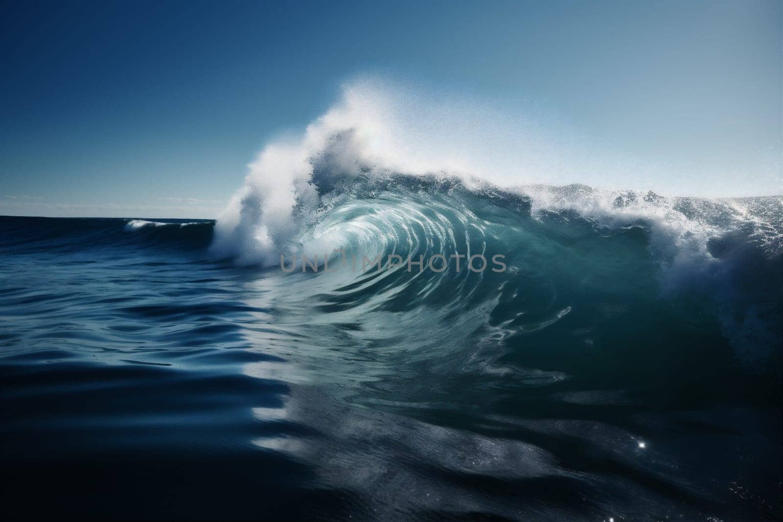 surfing dangerous wave water cool liquid ocean pacific rough sky sunshine power blue tropical sea splash crash nature pure recreation. Generative AI.