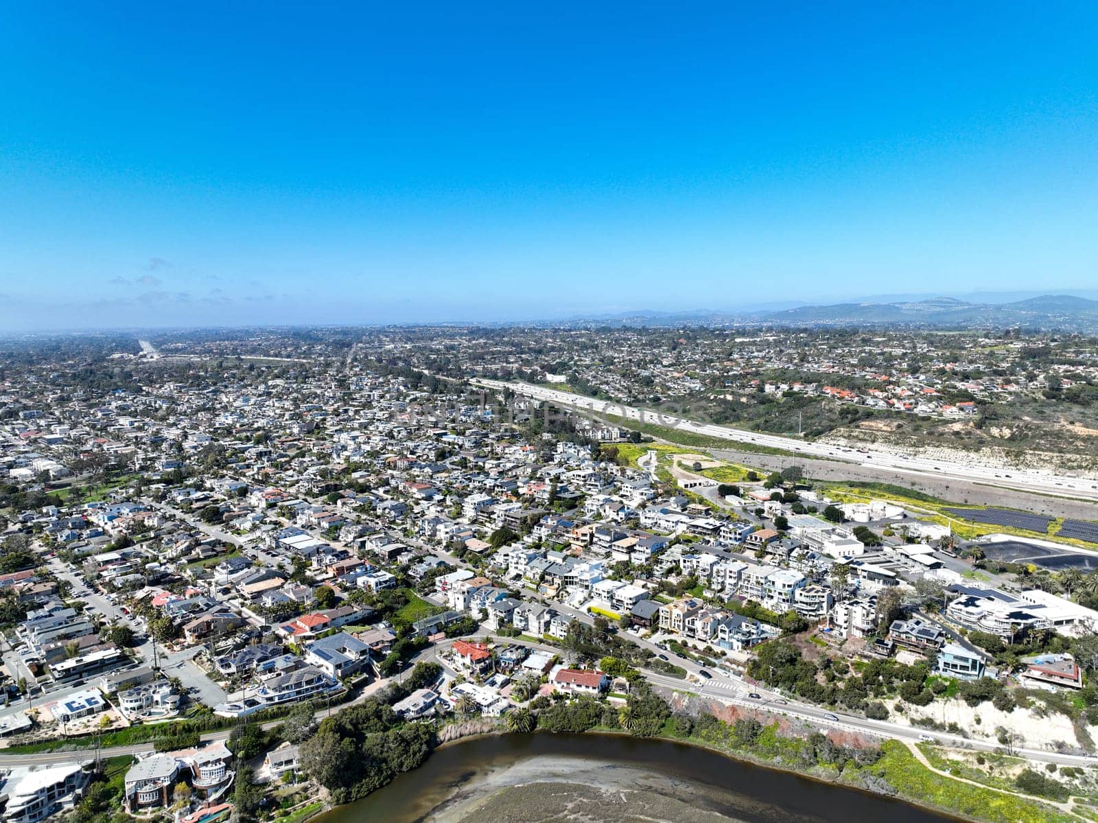 Aerial view of Encinitas town in San Diego, California by Bonandbon