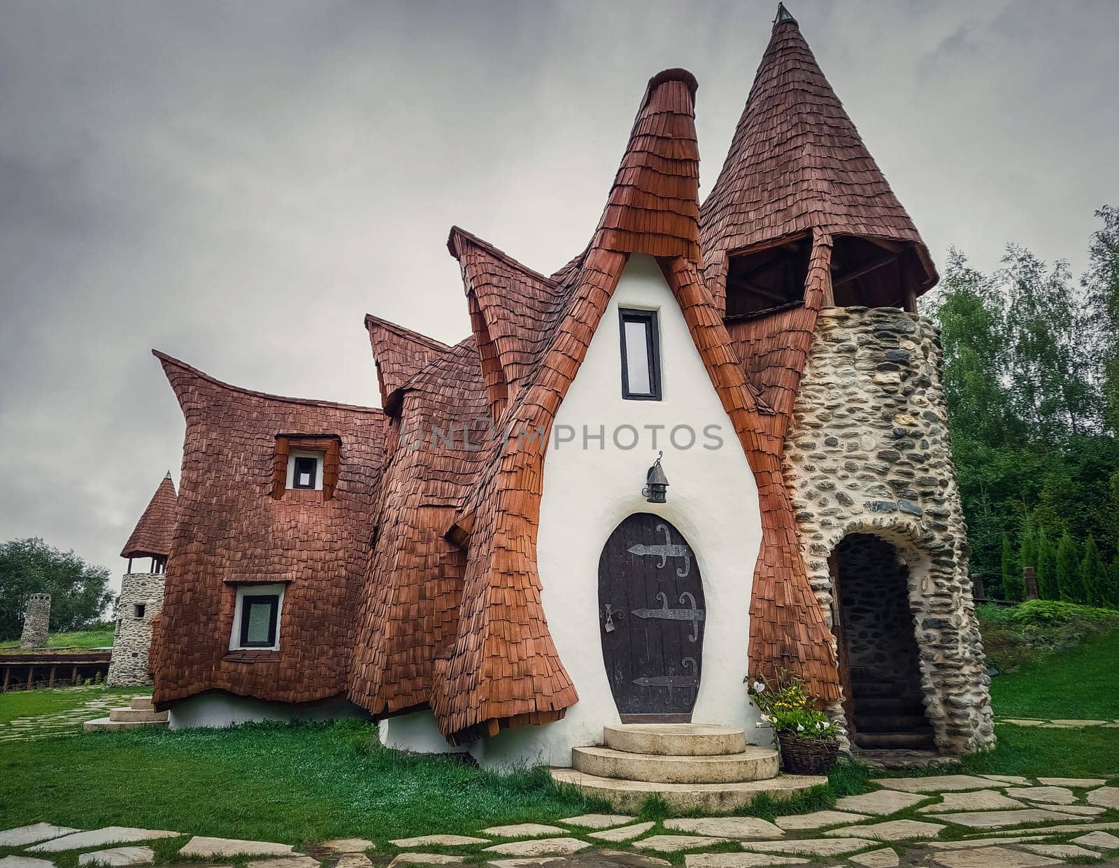 The Clay Castle from the Valley of Fairies, a touristic complex in Transylvania, Romania. The home of dwarf or hobbits from fantastic tales by psychoshadow