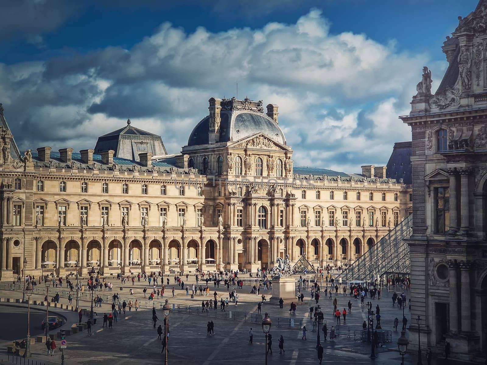 Louvre Museum territory, Paris, France. The famous palace building outside site view by psychoshadow