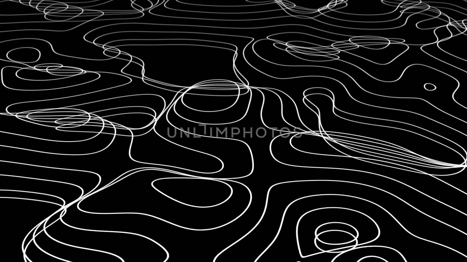 Black and White 3D Topographic map background concept abstract background. Space Geography Wavy backdrop by Bonandbon