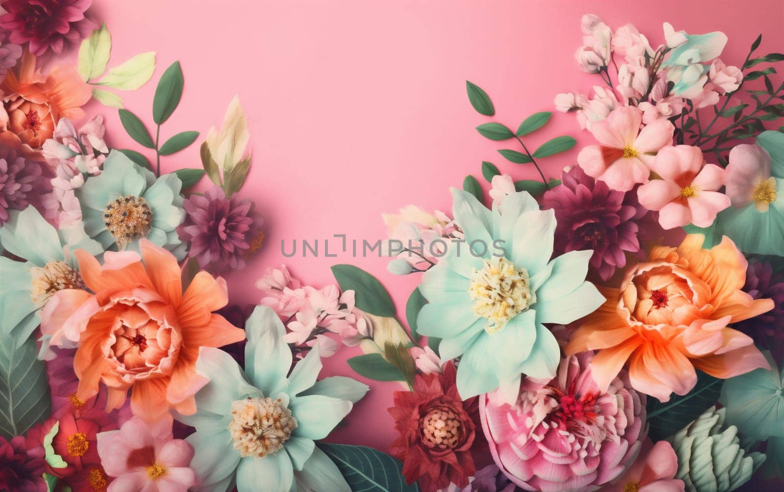 color valentine flower watercolor spring blossom happy background pastel design peonies. Generative AI. by SHOTPRIME