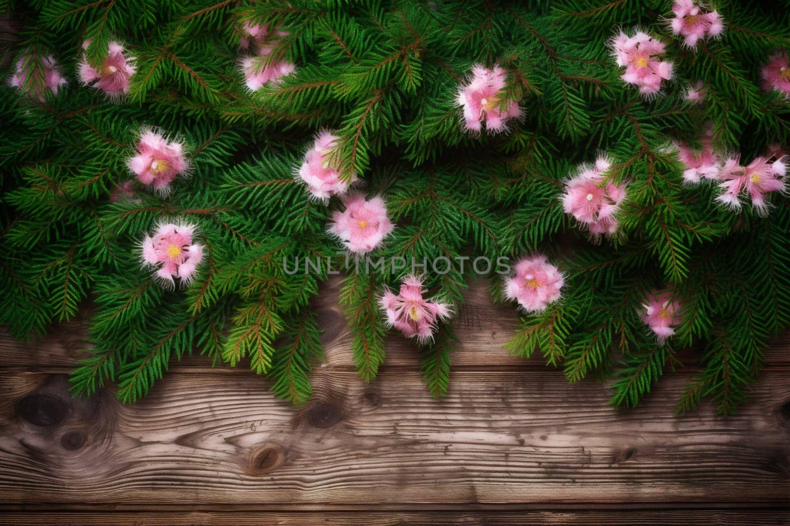 green beautiful floral leaf copy blossom space flowers nature background pink spring. Generative AI. by SHOTPRIME