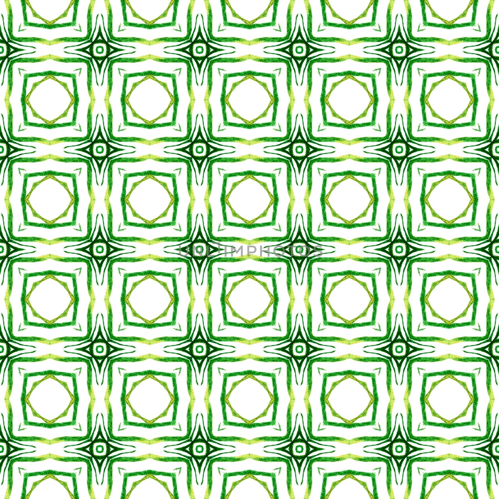 Textile ready neat print, swimwear fabric, wallpaper, wrapping. Green stunning boho chic summer design. Watercolor medallion seamless border. Medallion seamless pattern.