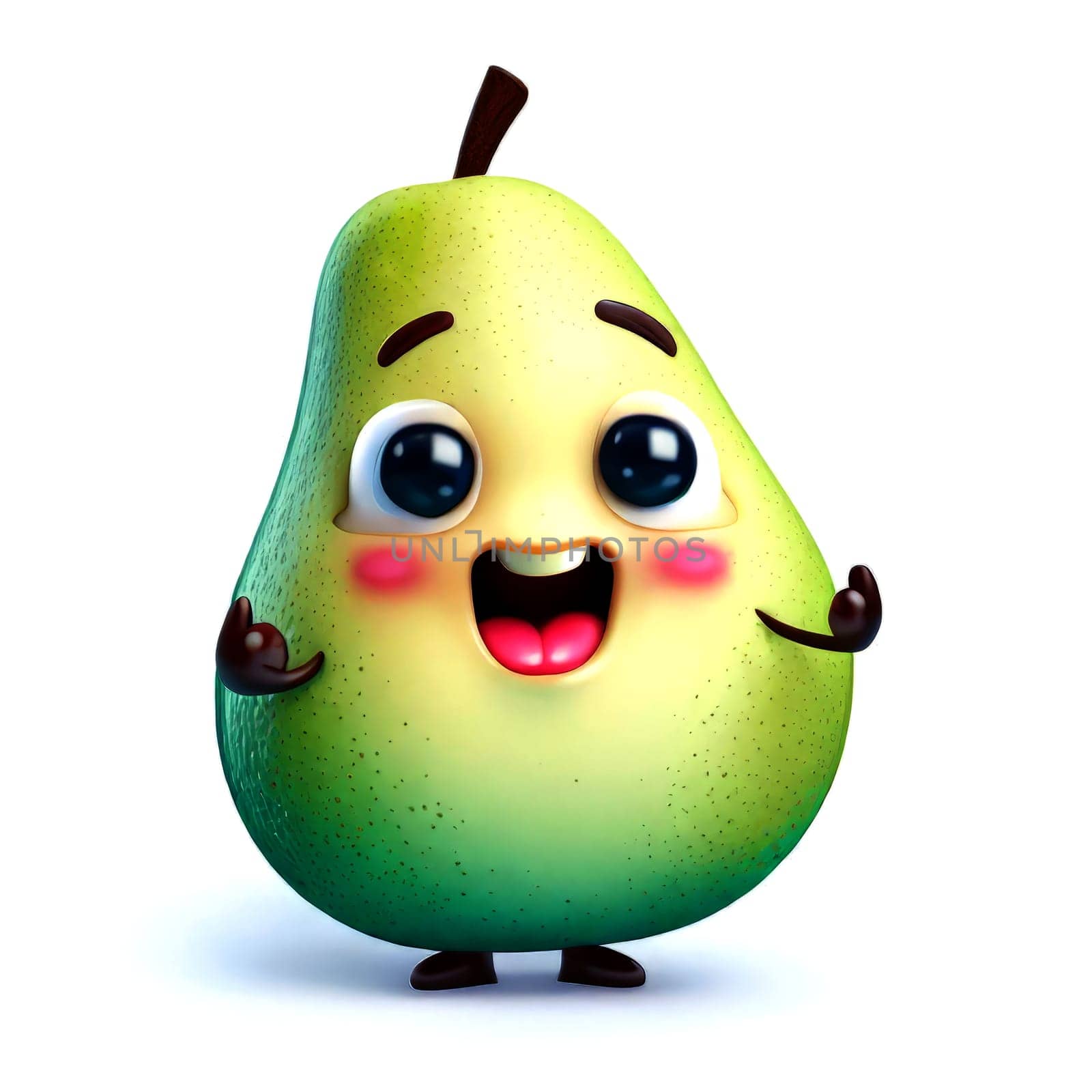 Cute cartoon 3d character of smiling pear by clusterx