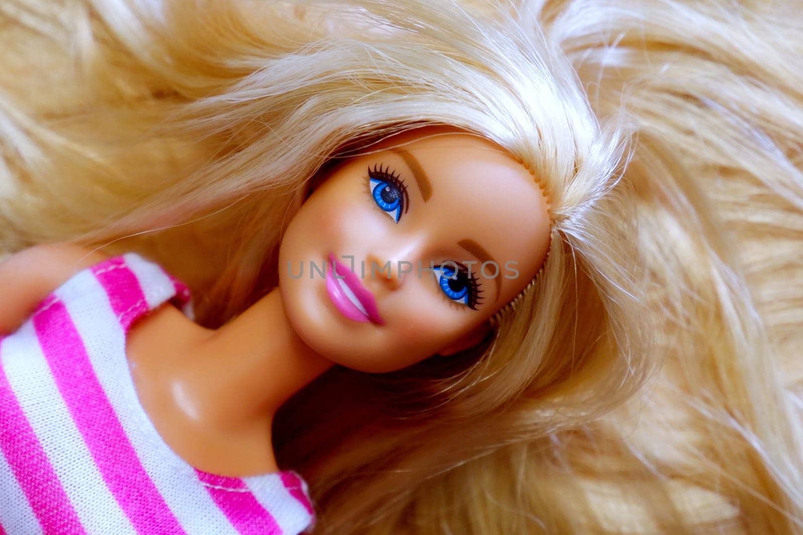 Portrait of a Barbie doll with loose blond hair by DAndreev