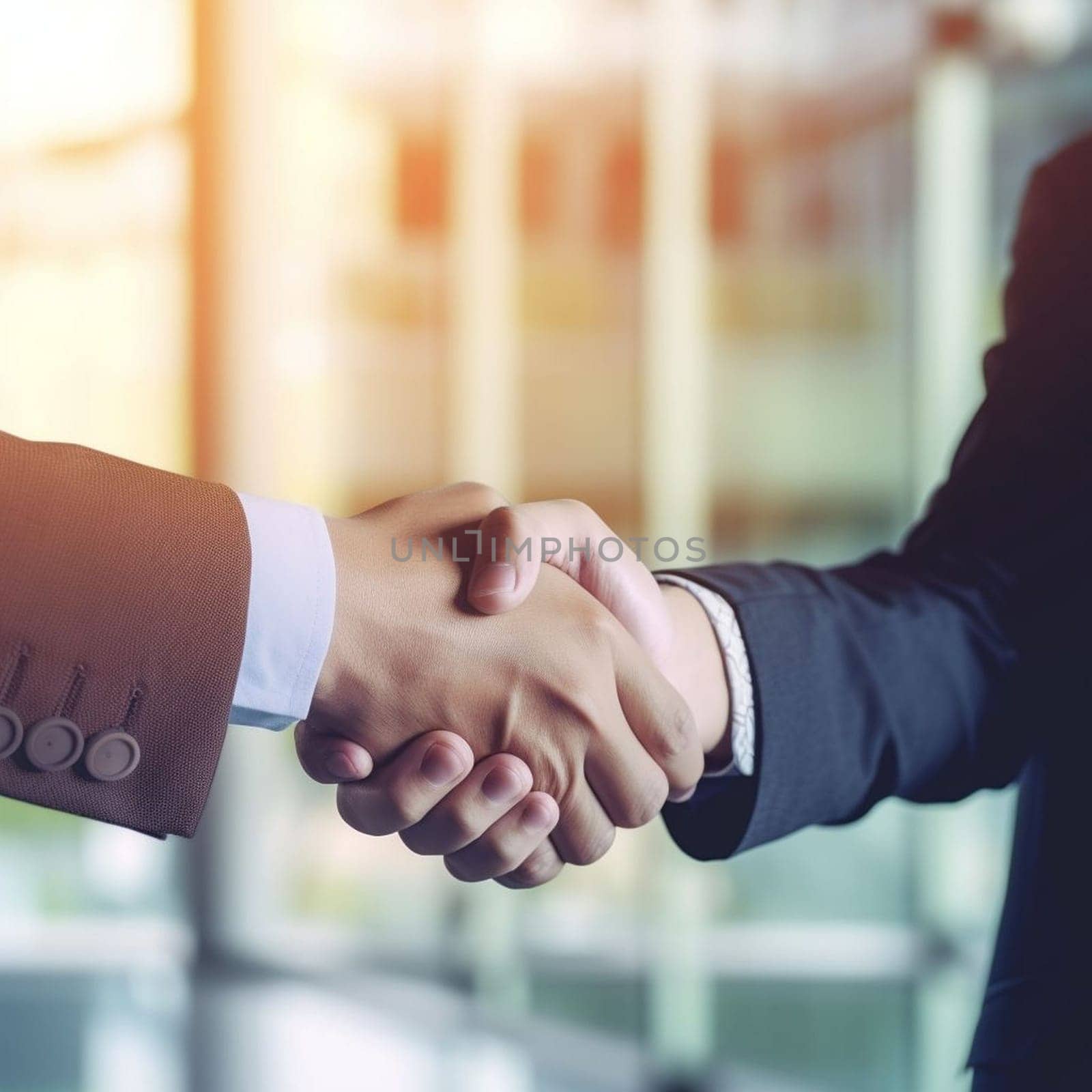 Close-up image of businessman handshake. Business partnership meeting concept. by Costin