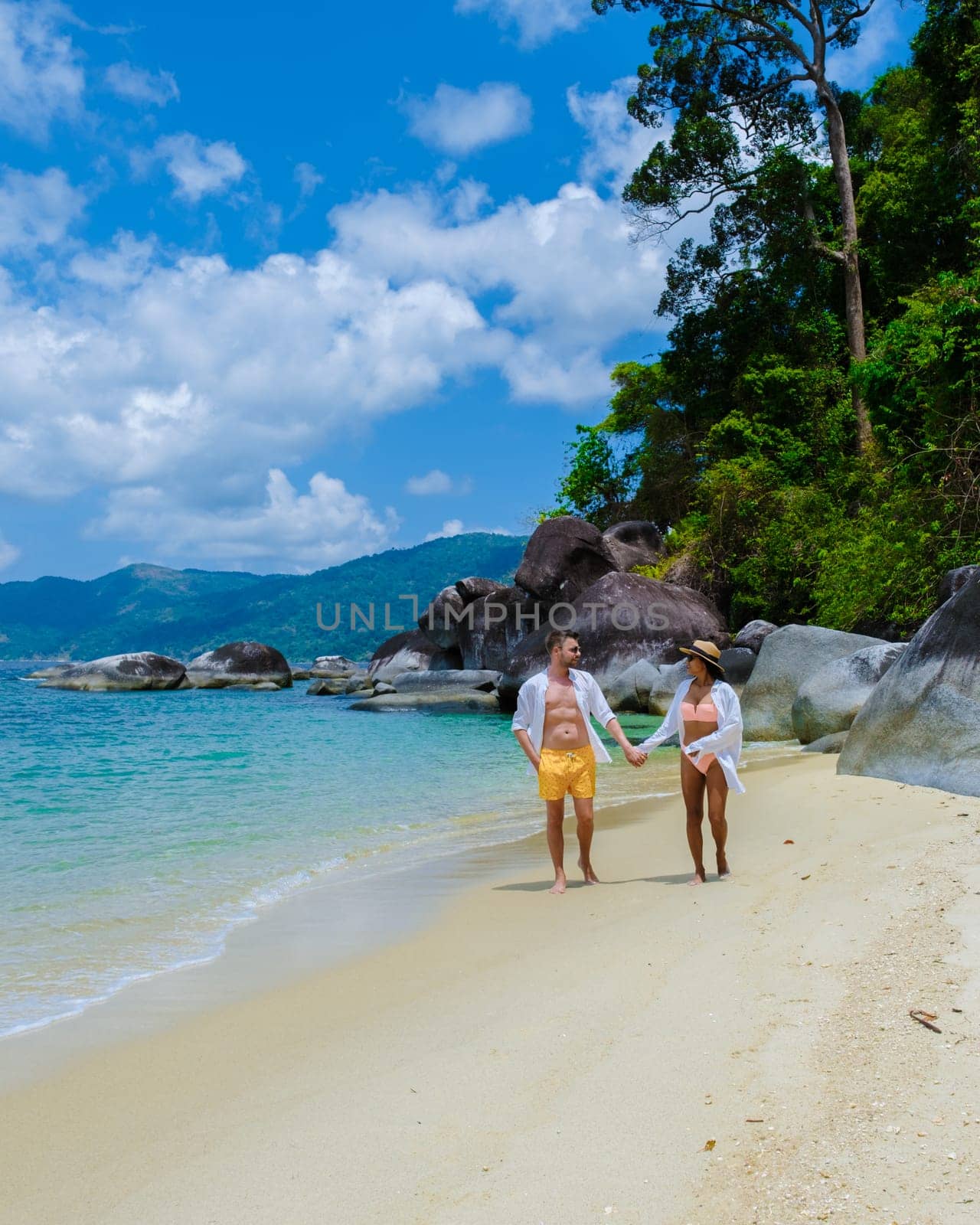 Koh Adang Island near Koh Lipe Island Southern Thailand with turqouse colored ocean and white beach by fokkebok