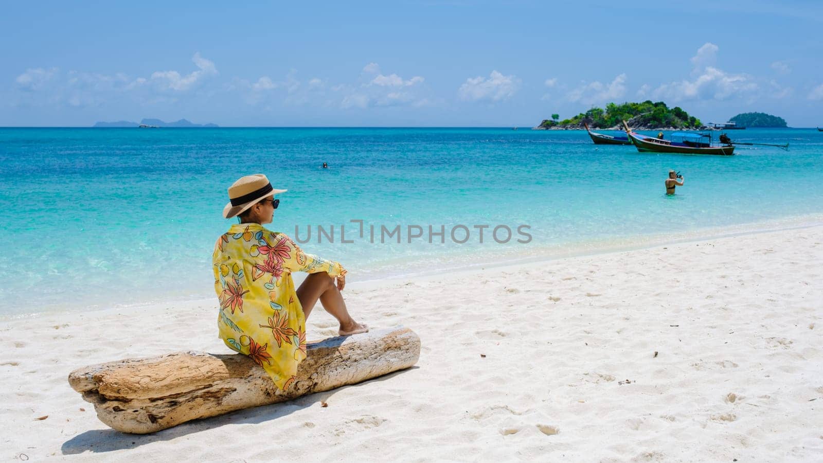 Koh Lipe Island Southern Thailand with turqouse colored ocean and white sandy beach at Ko Lipe by fokkebok