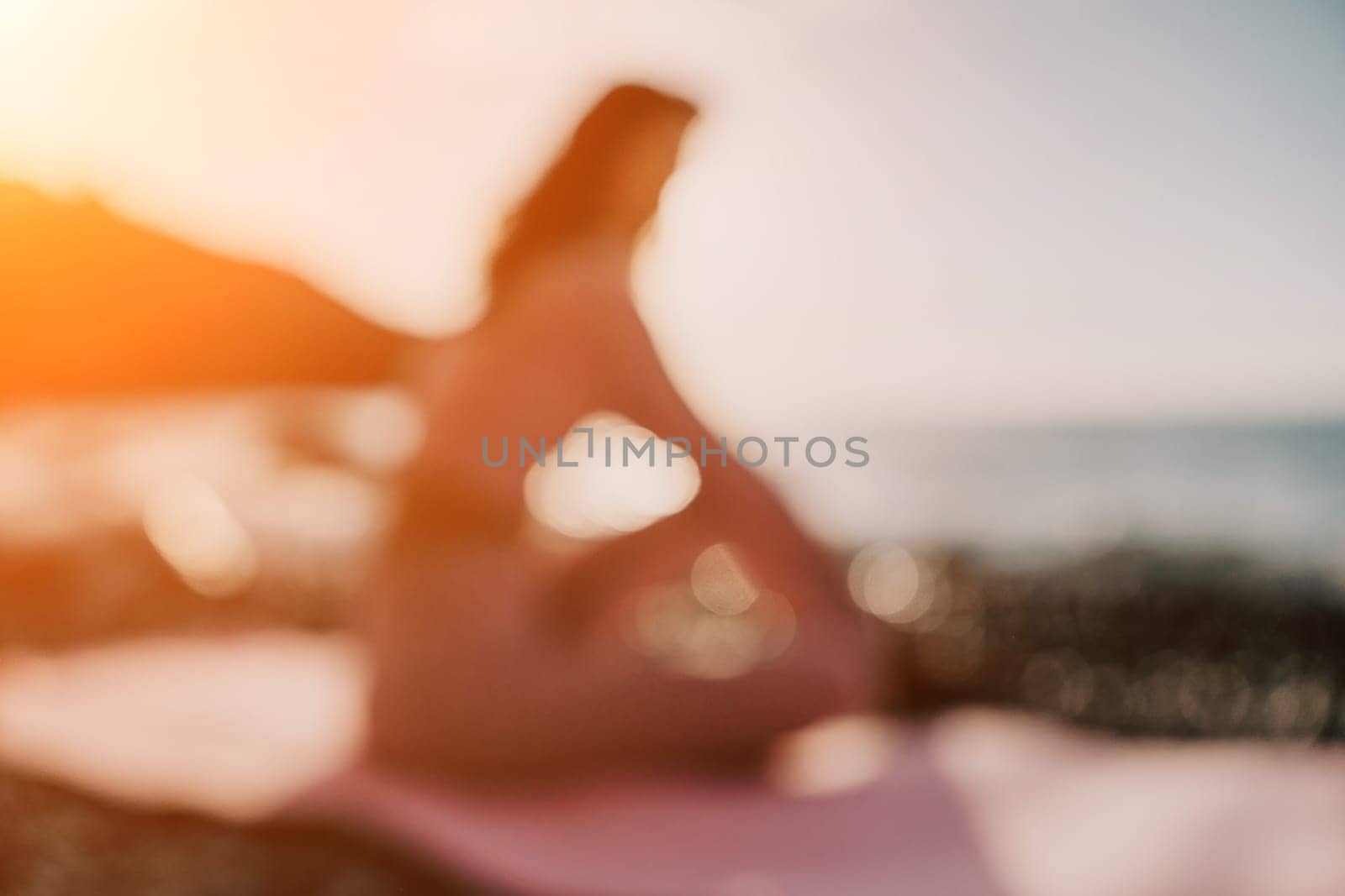 Abstract defocused silhoute of middle aged well looking woman wi by panophotograph