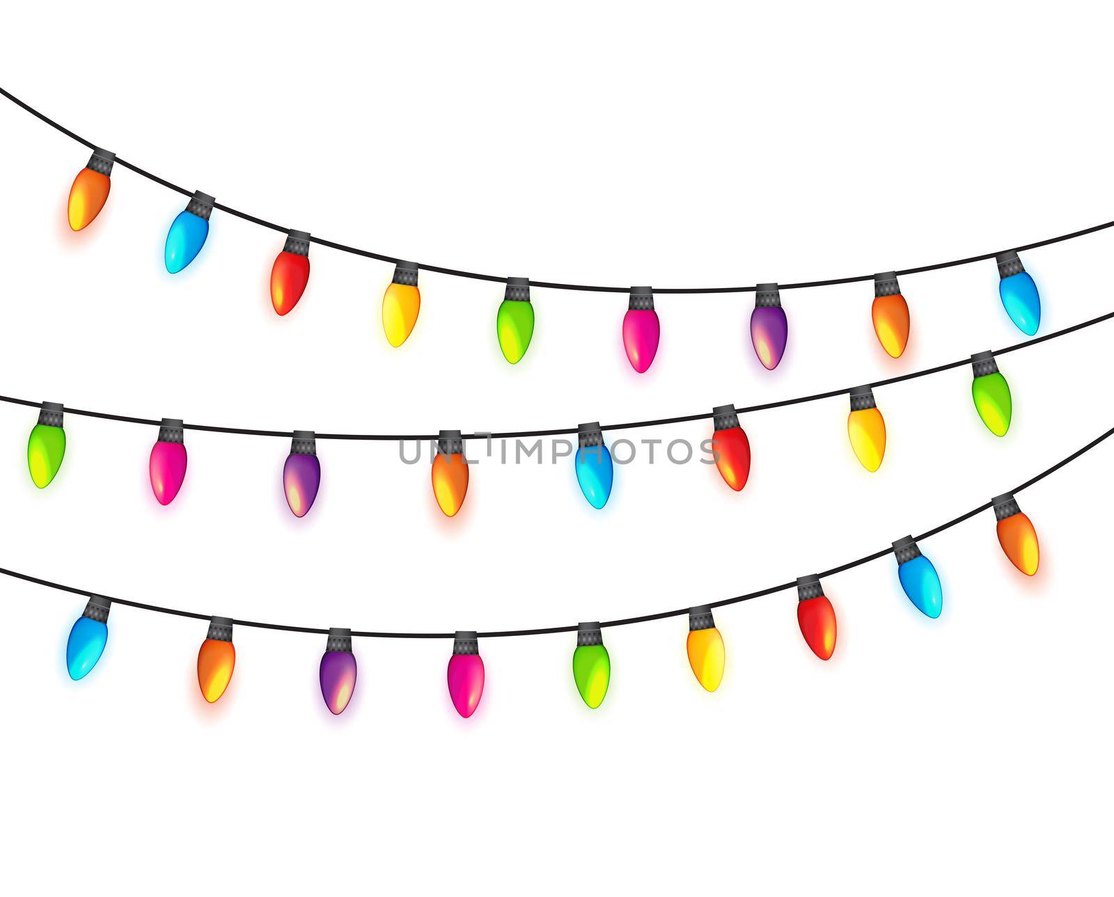 Multicolored Garland Lamp Bulbs Festive Isolated Vector Illustration EPS10