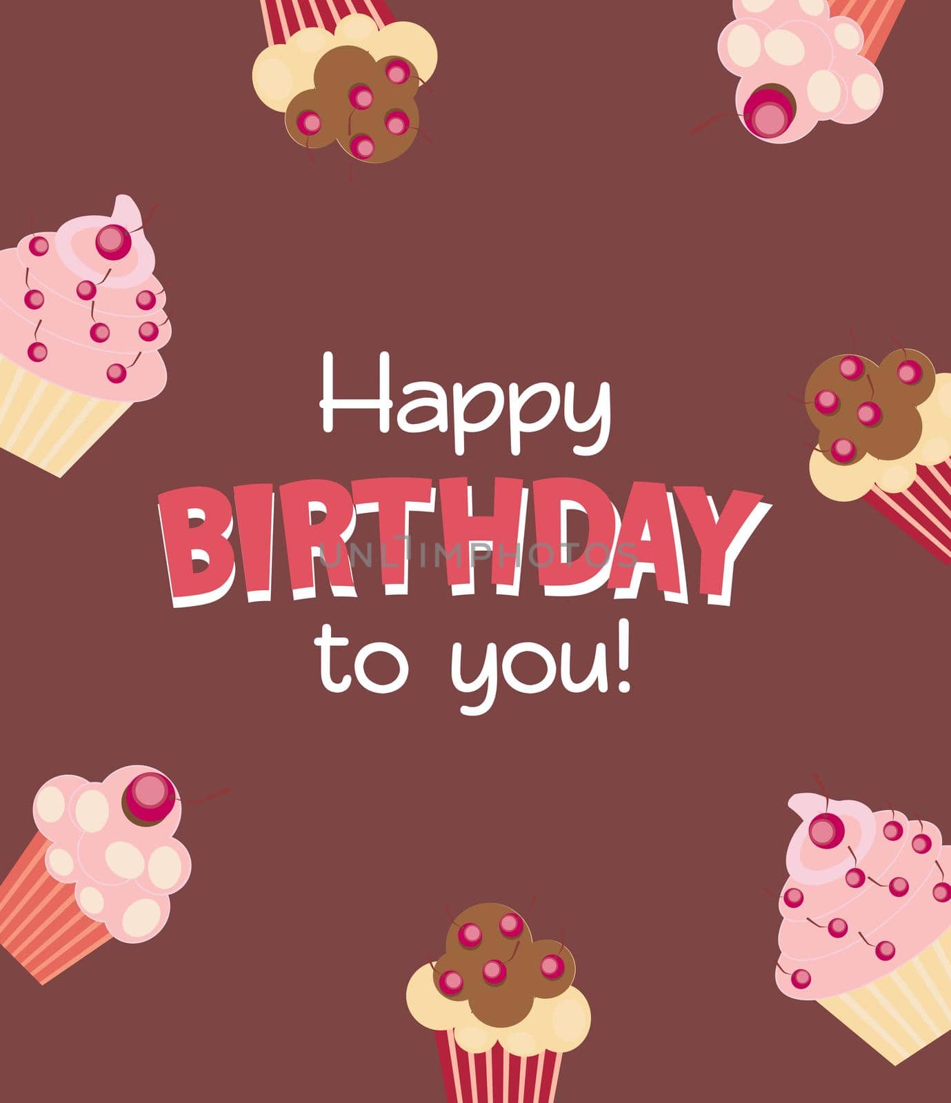 Happy Birthday Card Baner Background with Cake. Vector Illustration EPS10