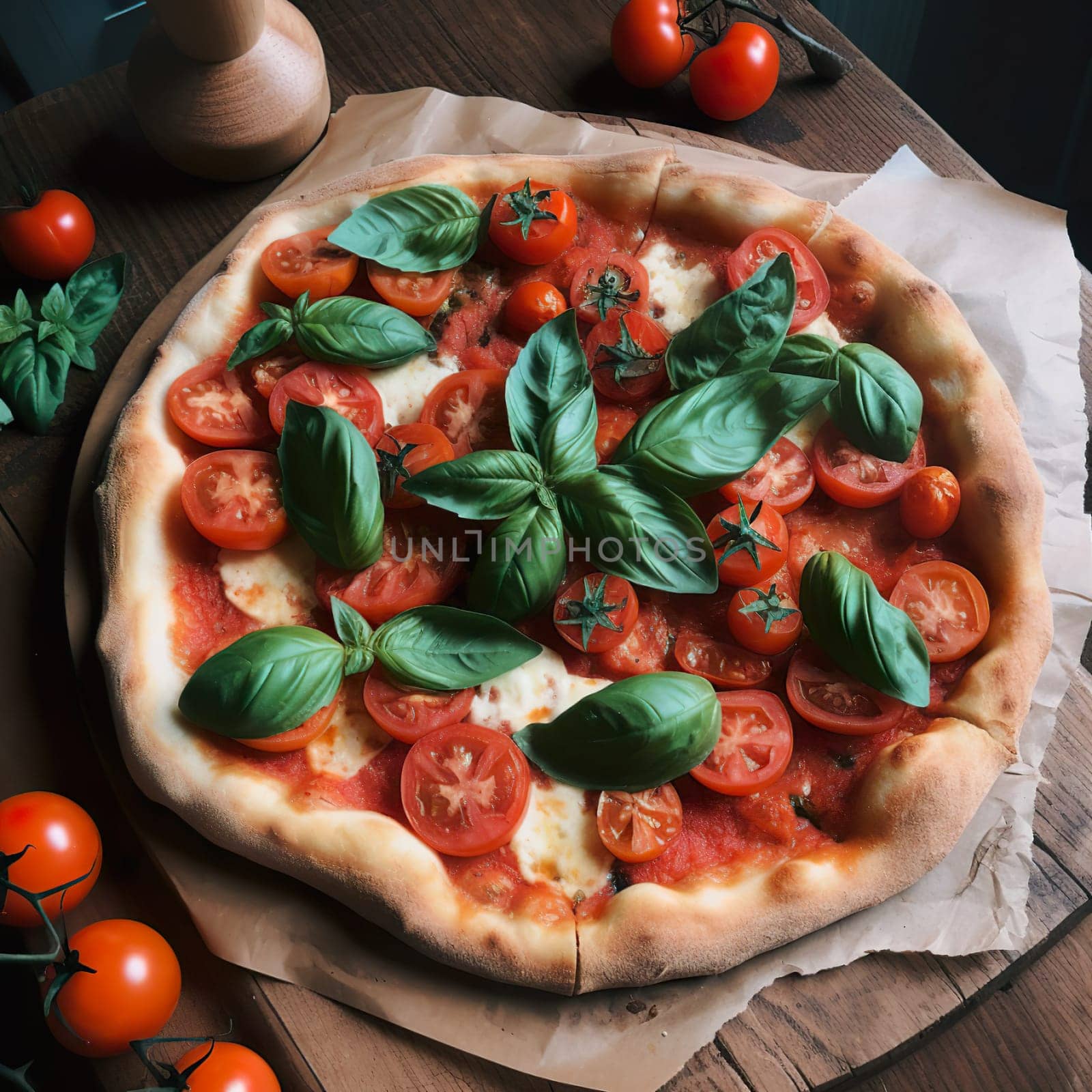 Fresh Homemade Italian Pizza Margherita with buffalo mozzarella and basil. High quality photo