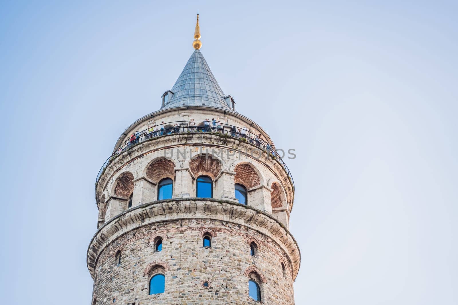 Istanbul city skyline in Turkey, Beyoglu district old houses with Galata tower by galitskaya