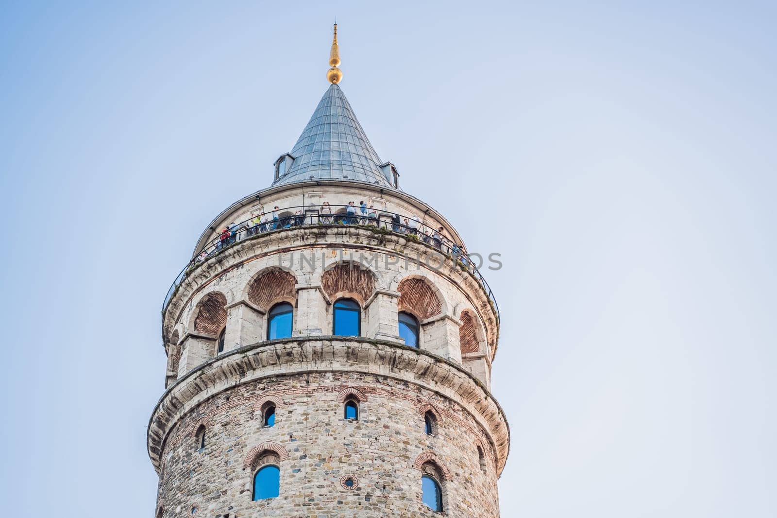 Istanbul city skyline in Turkey, Beyoglu district old houses with Galata tower.