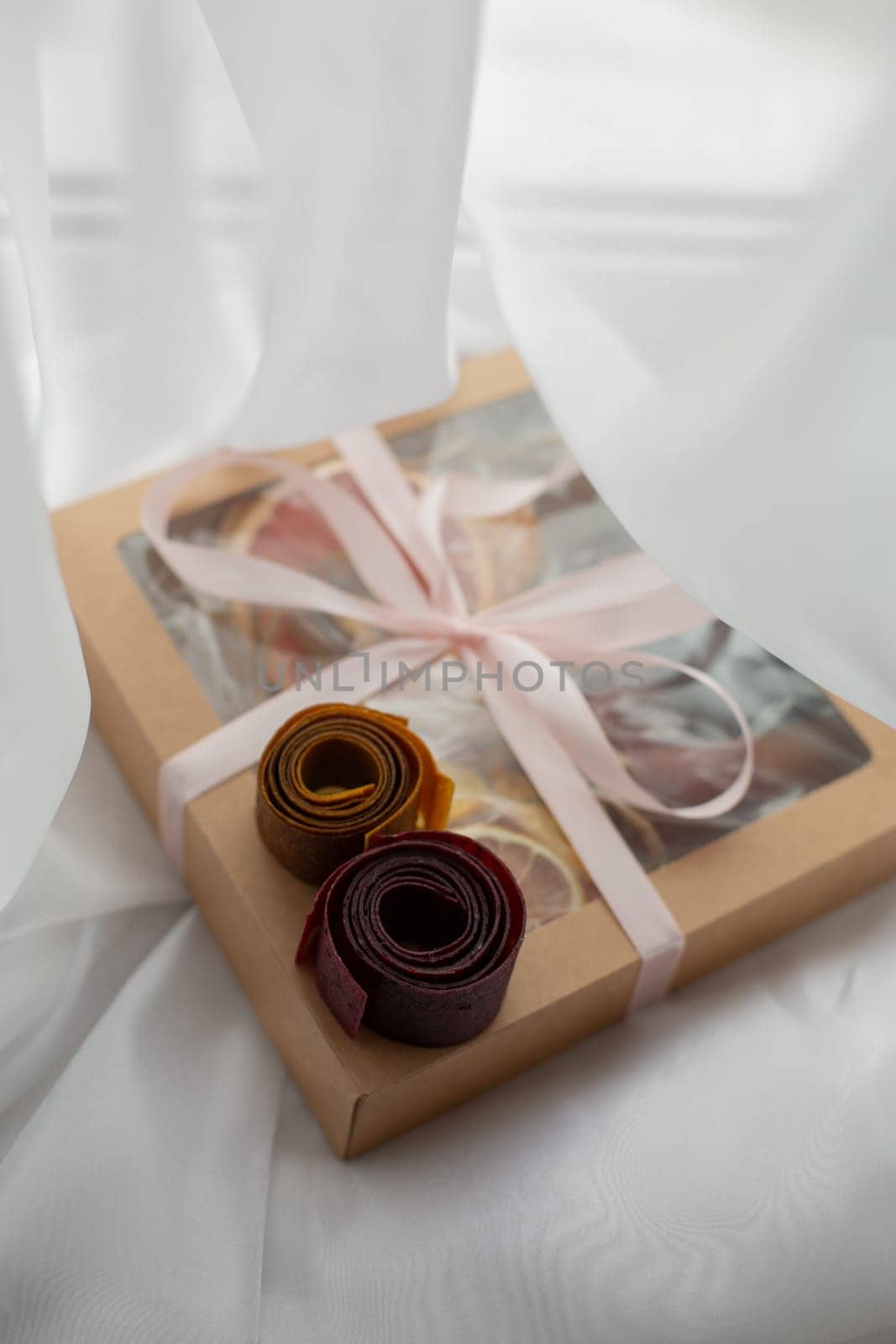 Gift set of various fruits - candied fruits. Dessert is a gift.