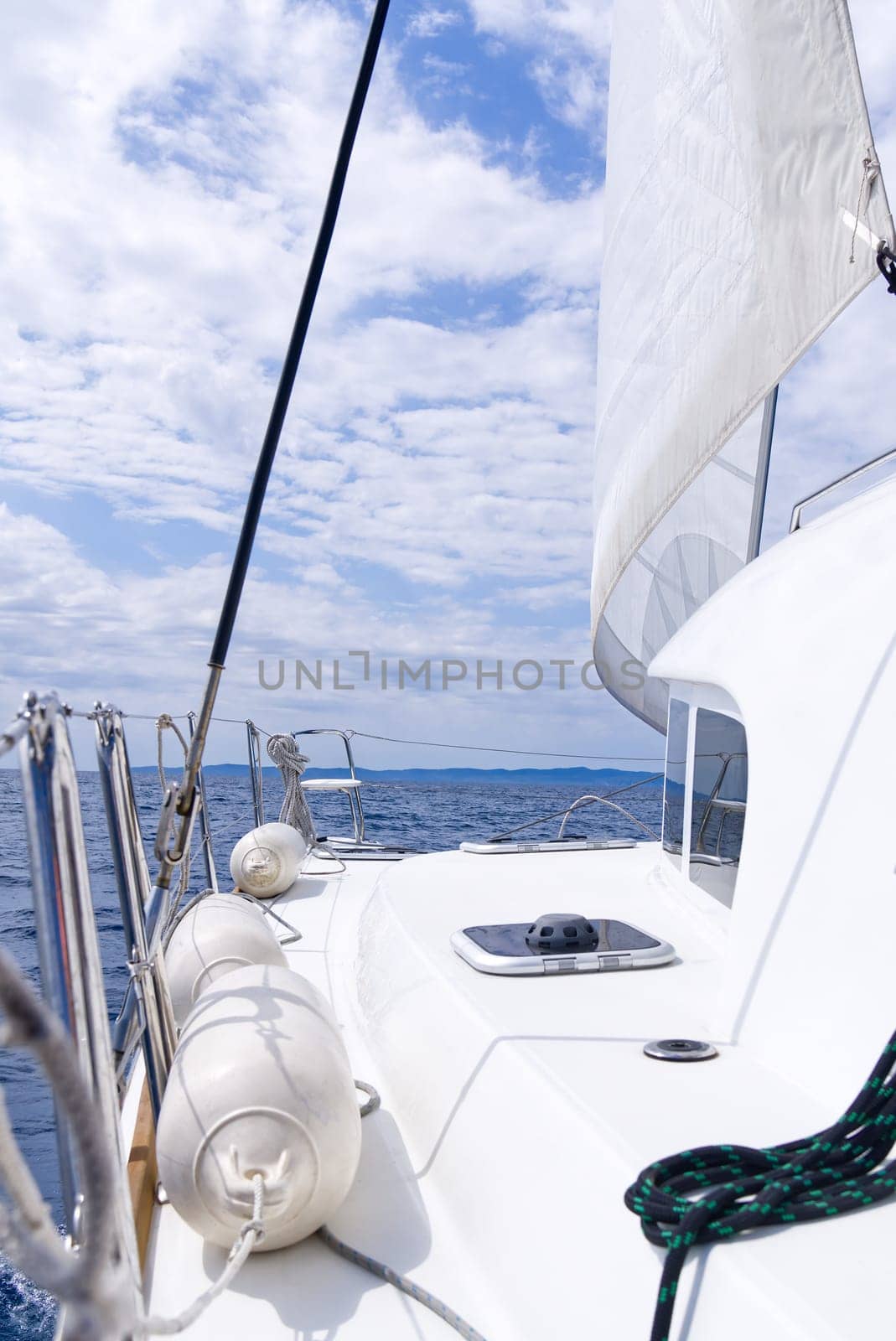 Sailboat sailing in the Mediterranean Sea at sunny summer day. Cruising luxury yacht by PhotoTime