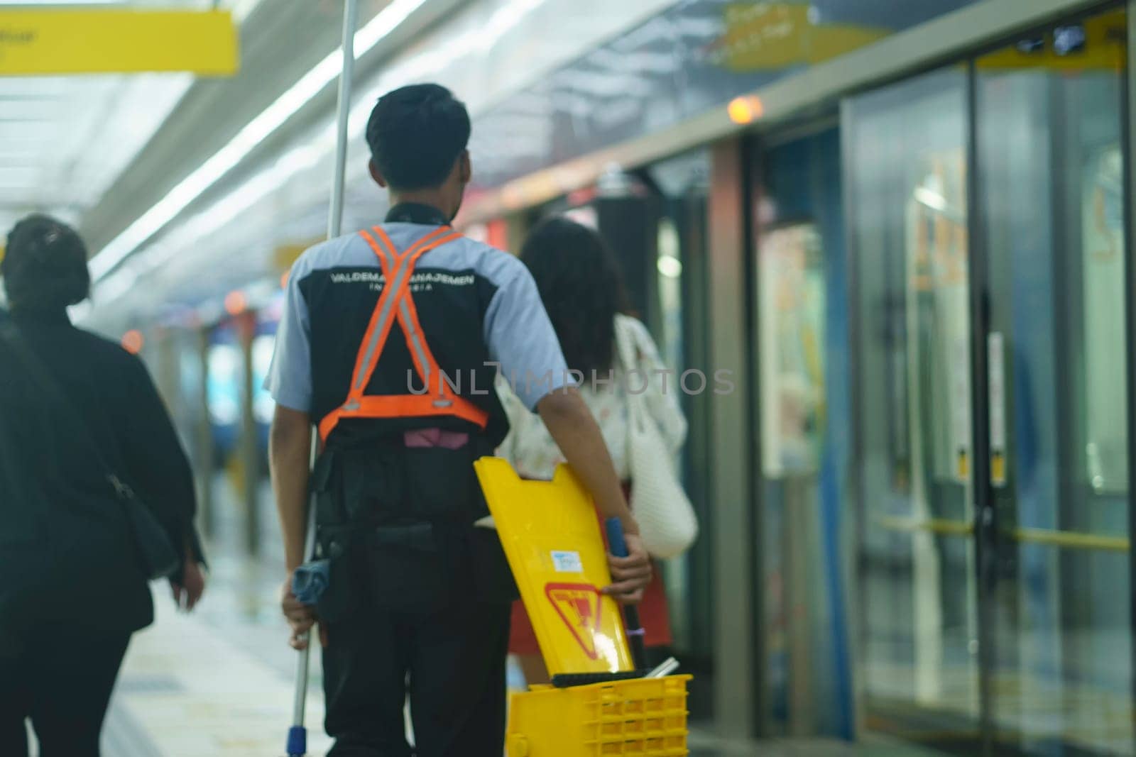People activities in the MRT Train Platform in Jakarta, Indonesia. April 20, 2023. Street Photography. People Photography.