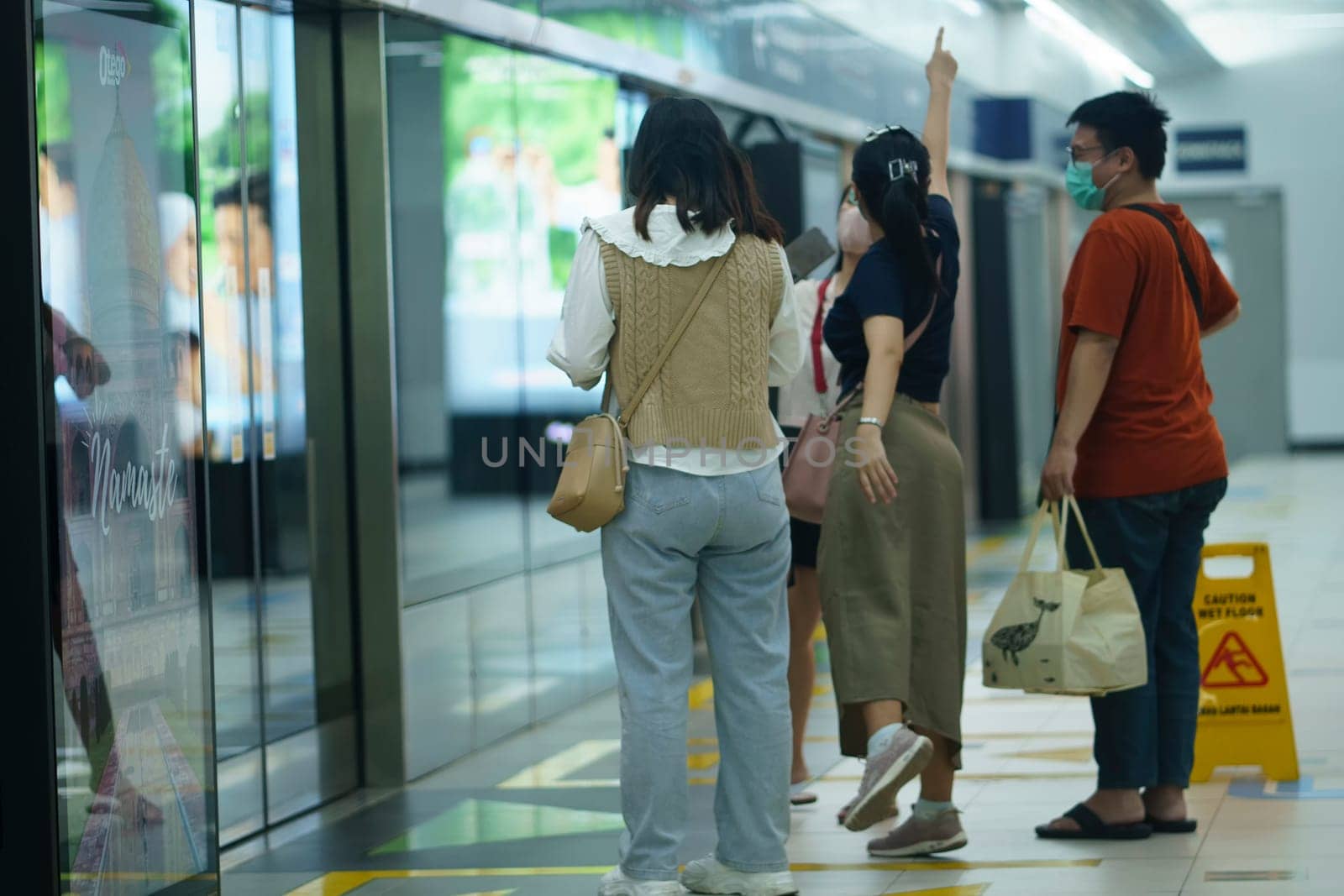 People activities in the MRT Train Platform in Jakarta, Indonesia. April 20, 2023. Street Photography. People Photography.
