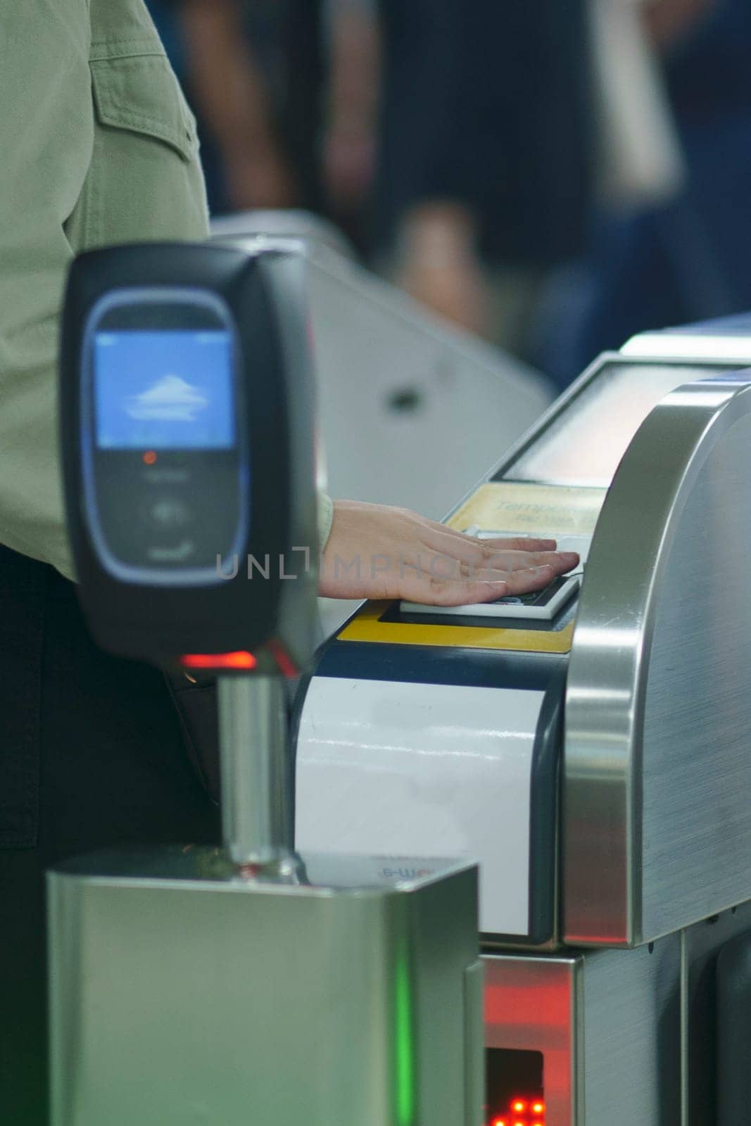 Close up of MRT tapping card in Jakarta, Indonesia. April 20, 2023. Publice service and street photos.