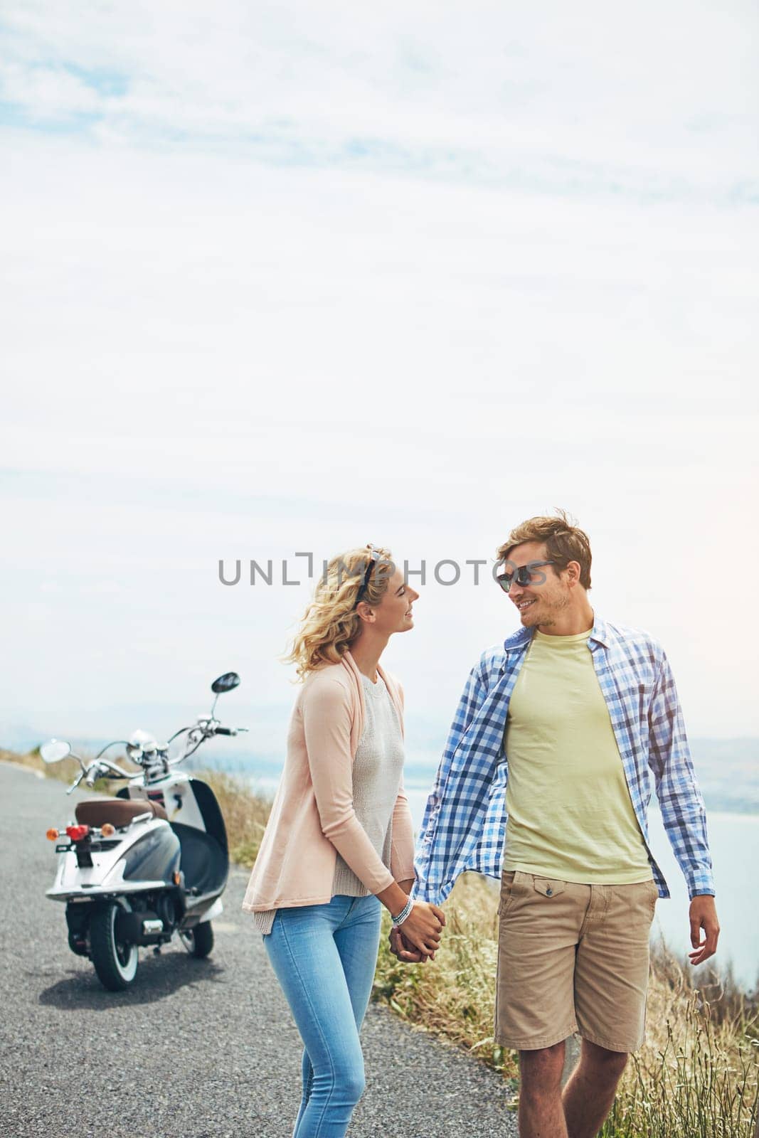 Where are you taking me. a young couple enjoying a day outdoors