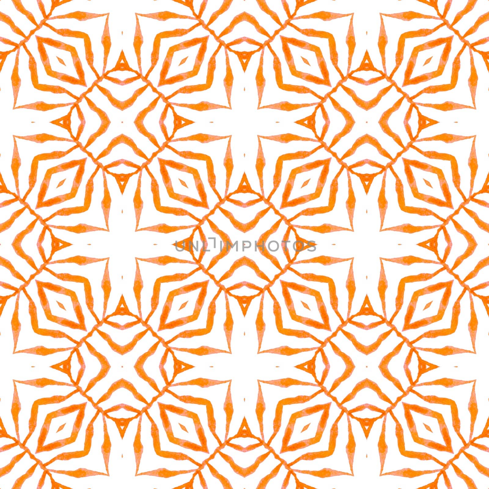 Hand drawn green mosaic seamless border. Orange cute boho chic summer design. Textile ready alluring print, swimwear fabric, wallpaper, wrapping. Mosaic seamless pattern.