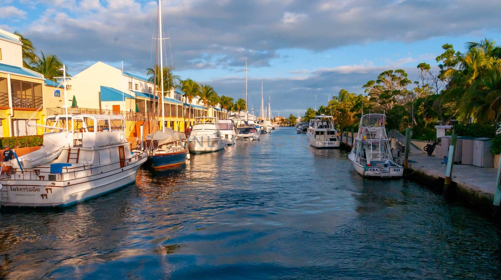 USA, FLORIDA - November 29, 2011: Boats in the canals in south Florida