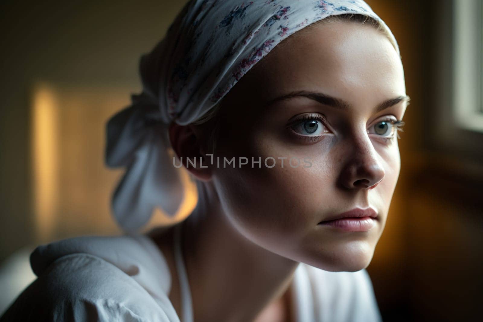 Oncology. Cancer cells. Chemotherapy. Portrait patient feels optimistic, supports sick people, volunteers. Faith in the future. Fighting to win. Treatment and recovery. .