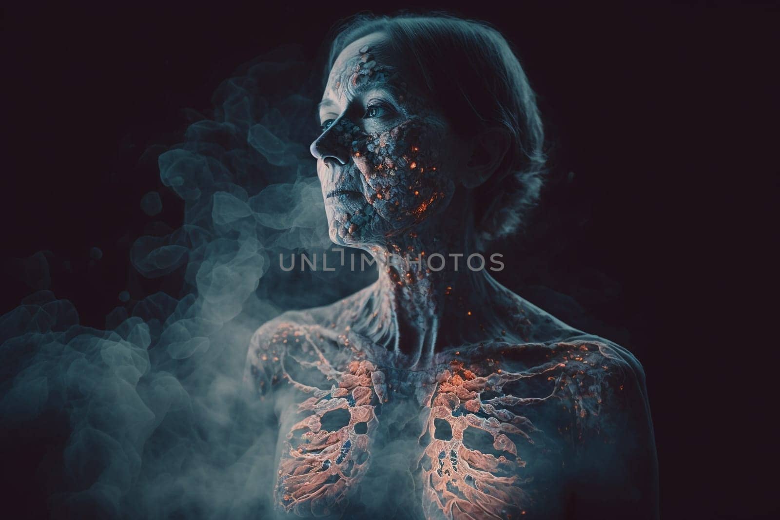 Oncology. Cancer cells. Chemotherapy. Portrait patient feels optimistic, supports sick people, volunteers. Faith in the future. Fighting to win. Treatment and recovery. .