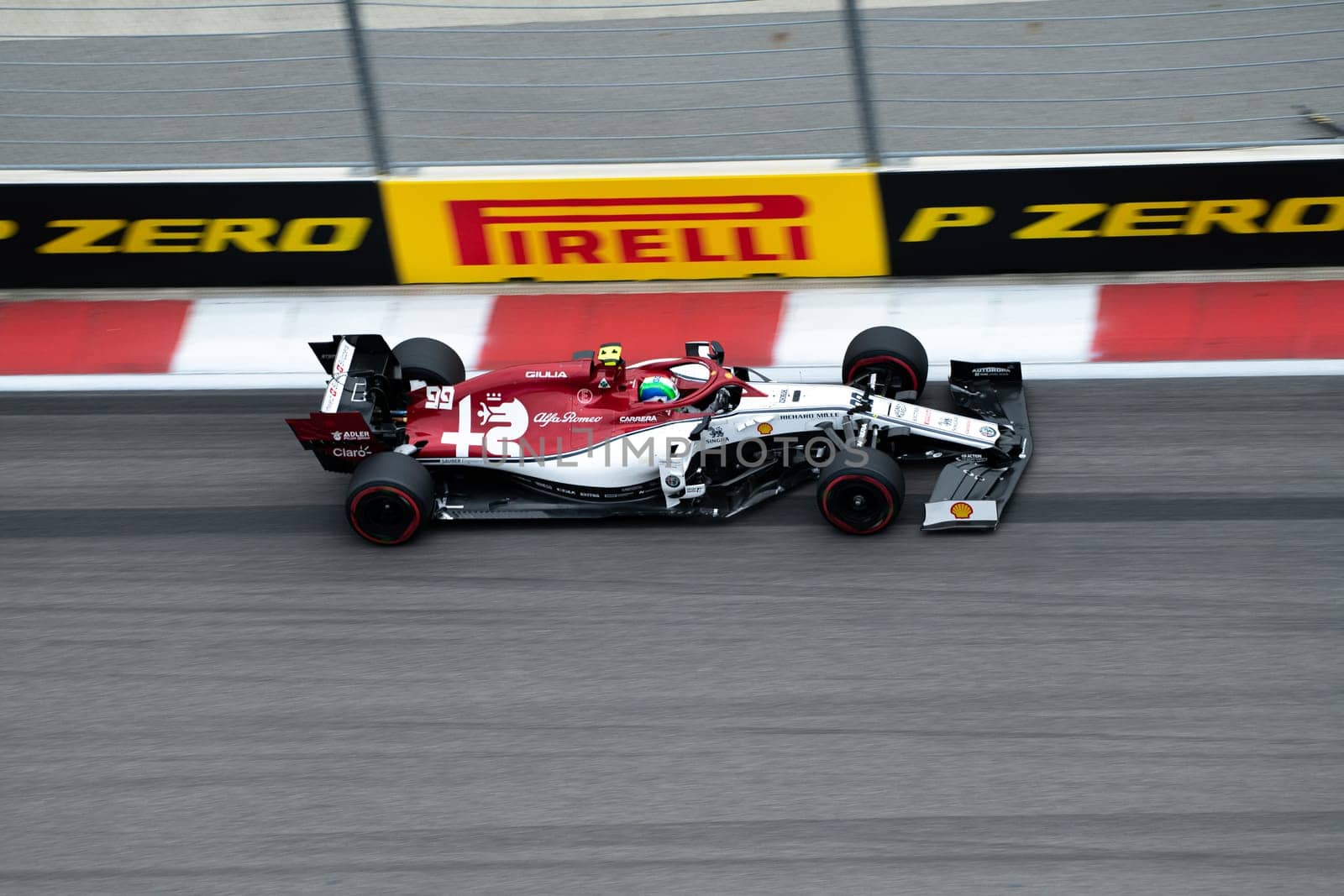 SOCHI, RUSSIA - 29 September 2019: Scuderia Alpha Romeo car racing at Formula 1 Grand Prix of Russia 2019 by MKolesnikov