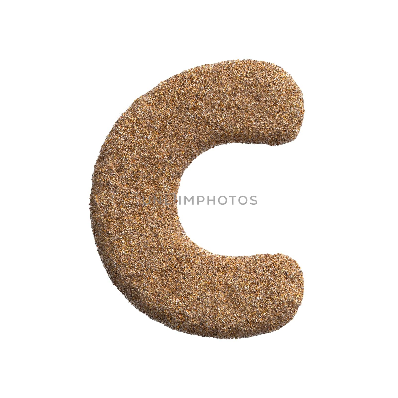 Sand letter C - Capital 3d beach font - Holidays, travel or ocean concepts by chrisroll