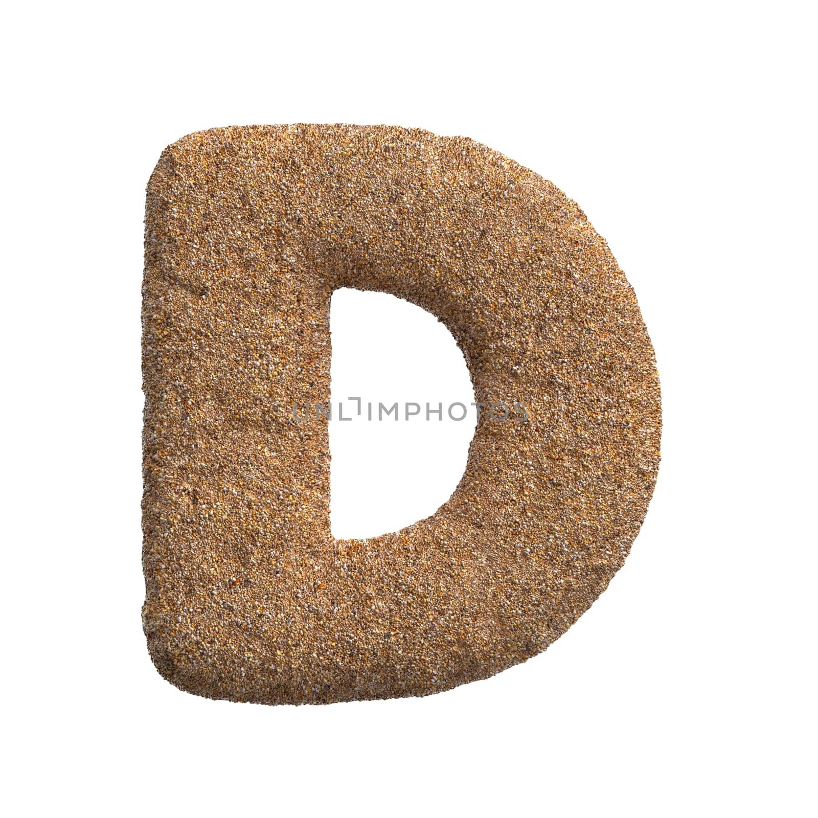 Sand letter D - Capital 3d beach font - Holidays, travel or ocean concepts by chrisroll