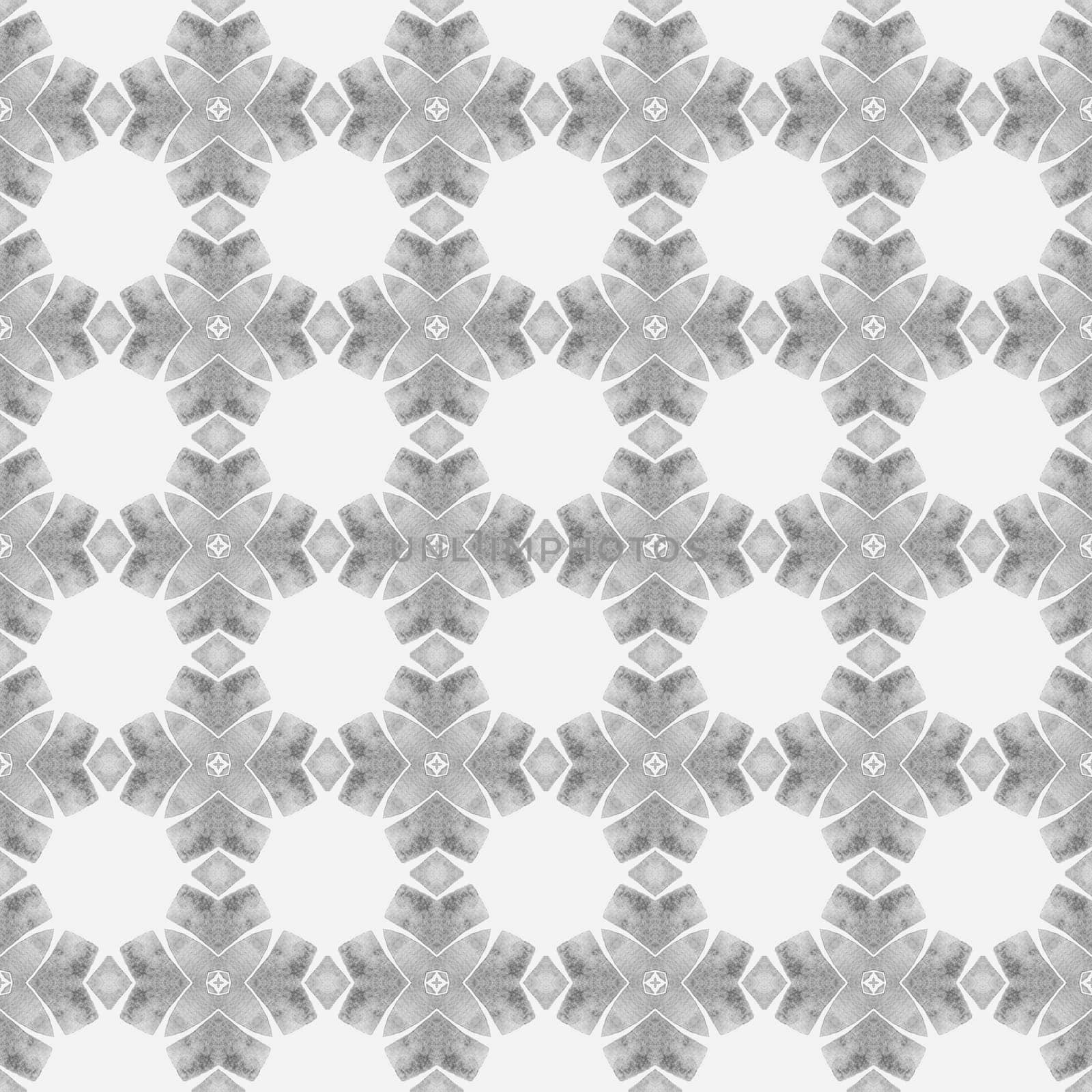 Textile ready wondrous print, swimwear fabric, wallpaper, wrapping. Black and white optimal boho chic summer design. Watercolor summer ethnic border pattern. Ethnic hand painted pattern.